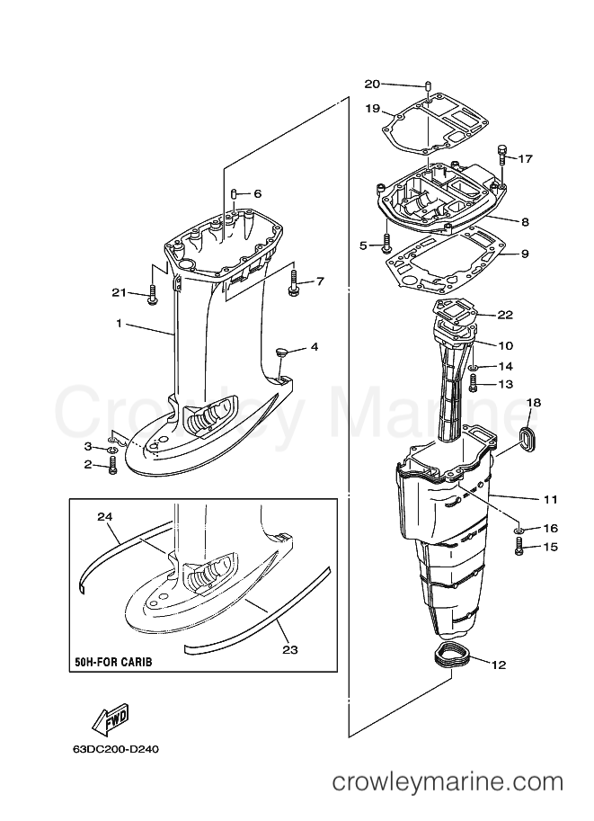 Yamaha Motors 50HMHOS (63G6) [060] - UPPER CASING