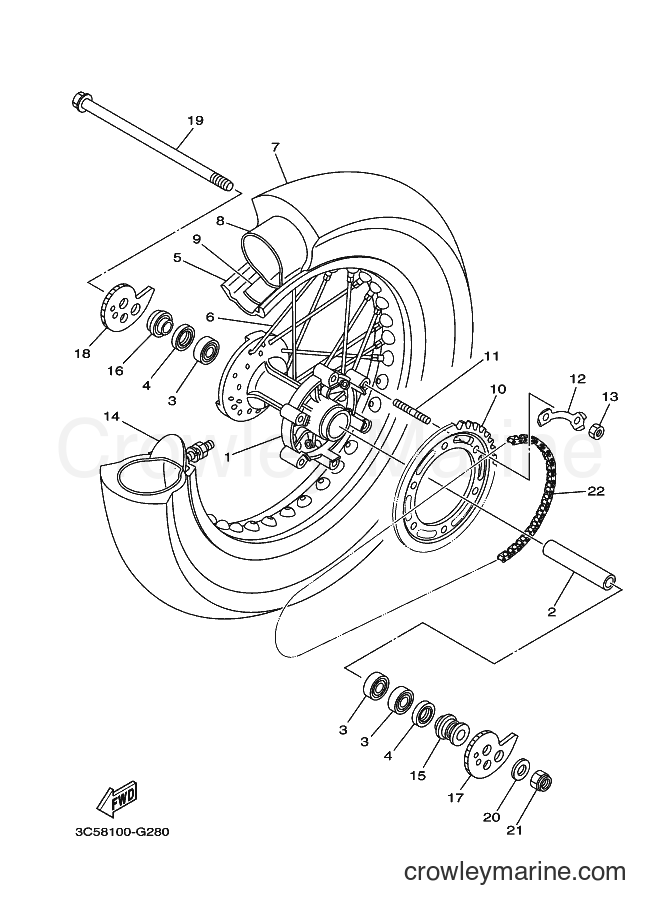 2009 Dirt Bike XT250 - XT250 (3C5F) [010] - REAR WHEEL
