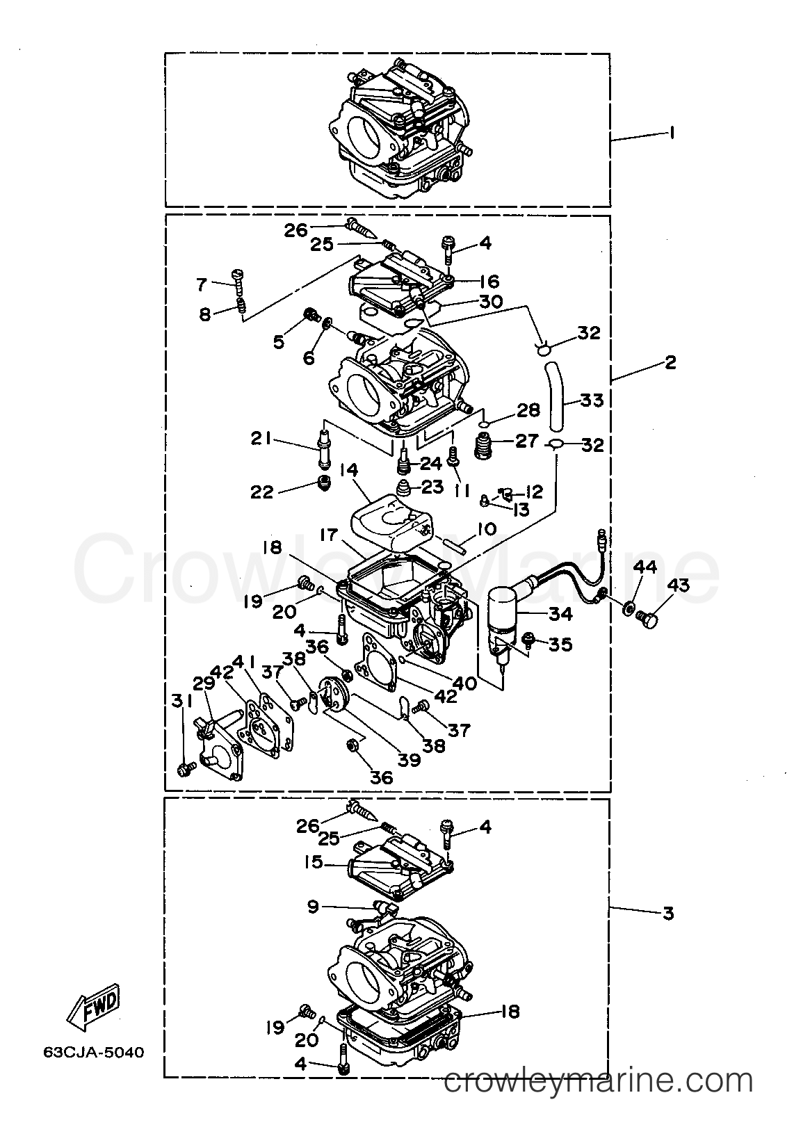 CARBURETOR - 1995 Outboard 40hp 40MSHT | Crowley Marine