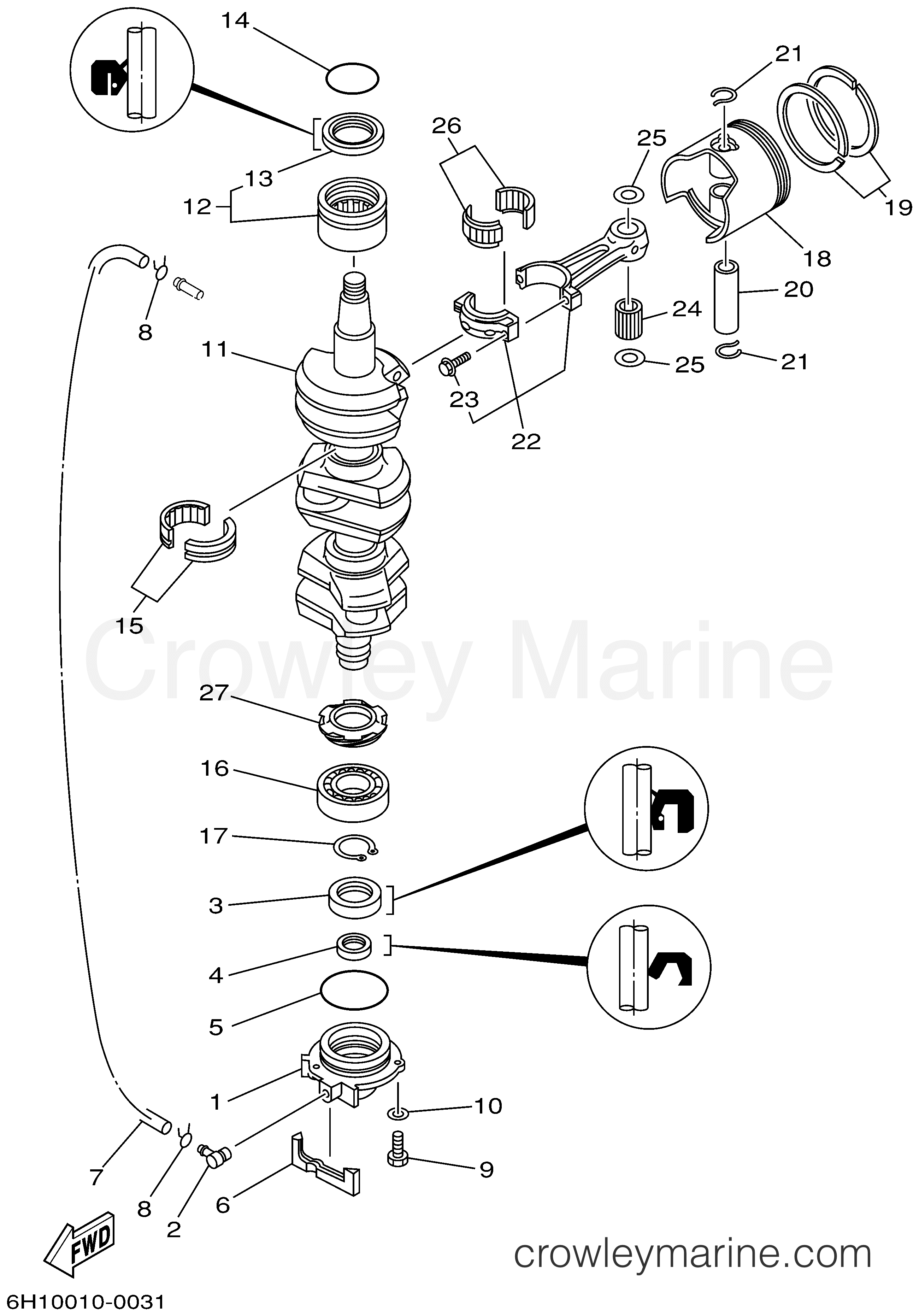 Yamaha Motors 90TLRA - CRANKSHAFT PISTON
