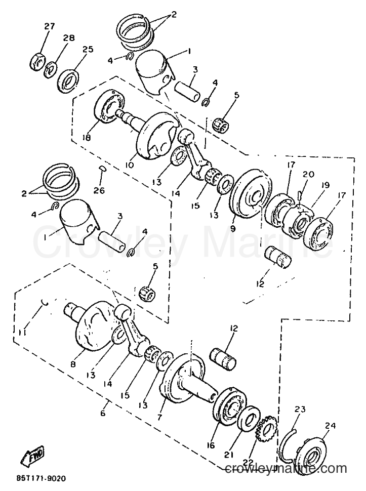 1990 Snowmobile ET400TP - ET400TP (87W1) [010] - CRANKSHAFT & PISTON