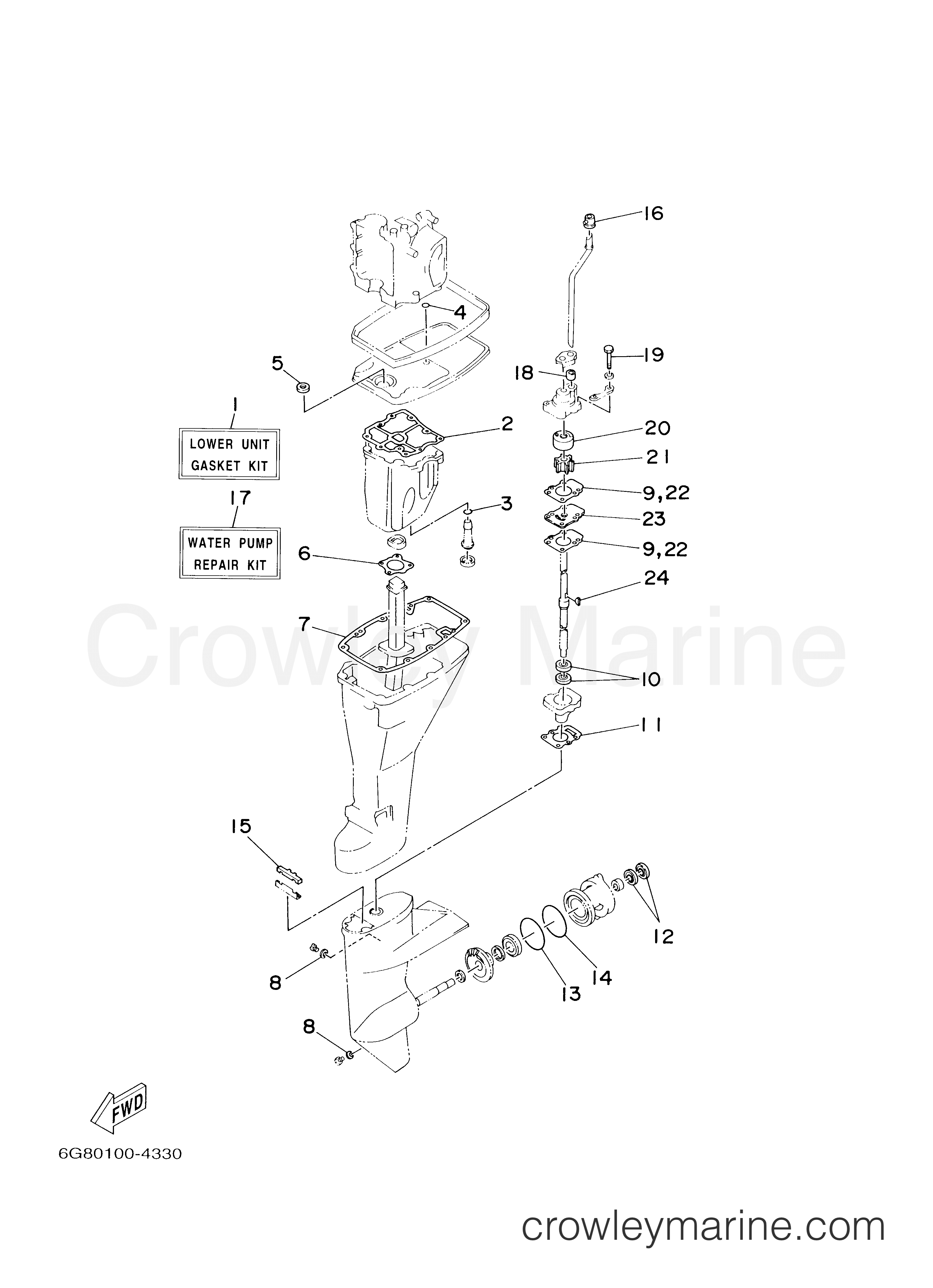 REPAIR KIT 2 2000 Yamaha Outboard 9.9hp T9.9ELHY Crowley Marine