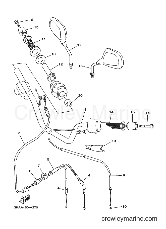 2002 Street Bike RX-K - RX-K (3KAA) [010] - STEERING HANDLE & CABLE