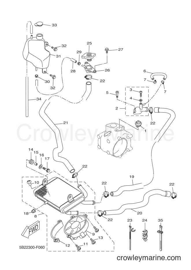 2010 Scooter VP250 - VP250 (5B28) [020] - RADIATOR & HOSE