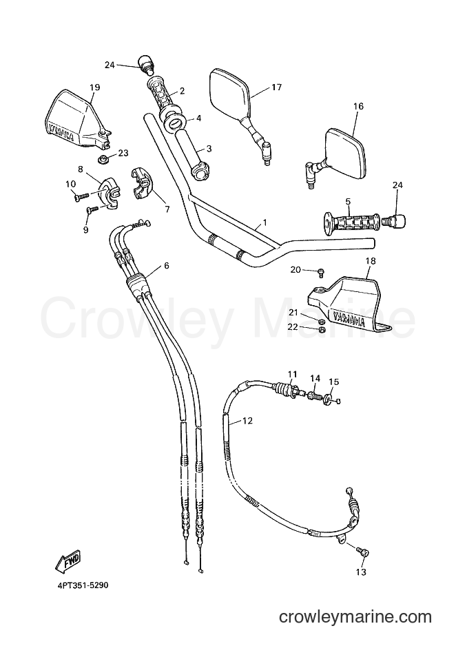 1995 Dirt Bike XT600E - XT600E (4PT1) [999] - STEERING HANDLE & CABLE