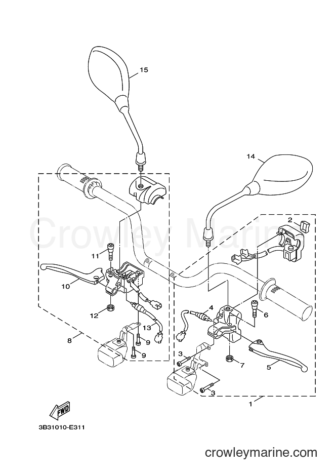 Yamaha Motors XF50 (3B3L) [010] - HANDLE SWITCH & LEVER
