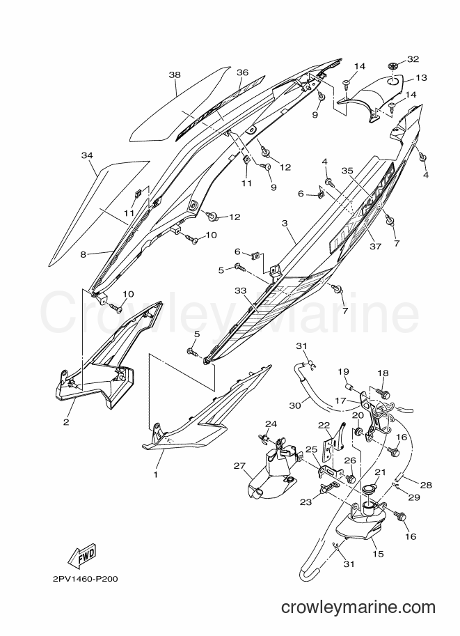2015 Scooter T150E - T150E (2PV2) [010] - SIDE COVER