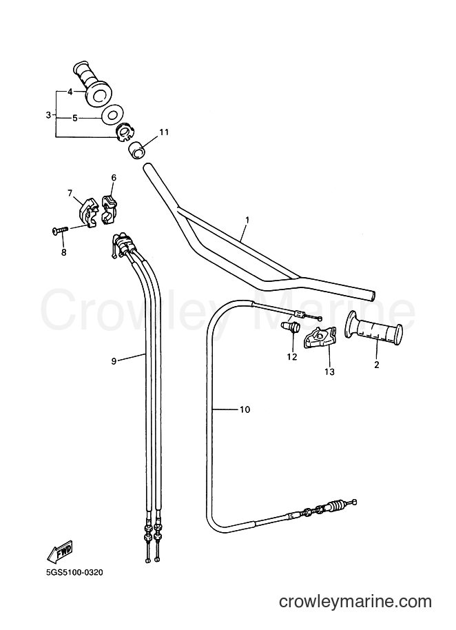 2000 Dirt Bike WR400F - WR400F (5GS6) [020] - STEERING HANDLE & CABLE