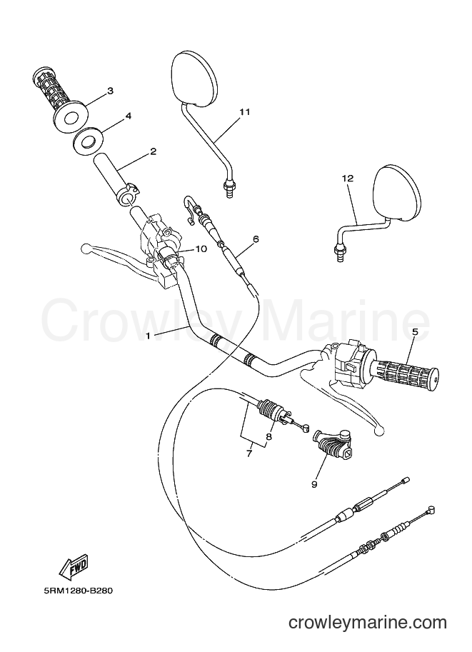 2004 Dirt Bike XTZ125E - XTZ125E (5YM3) [010] - STEERING HANDLE & CABLE