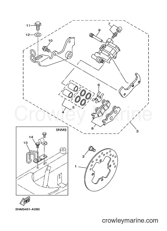 2002 Scooter JZ120F - JZ120F (5NM4) [010] - REAR BRAKE CALIPER