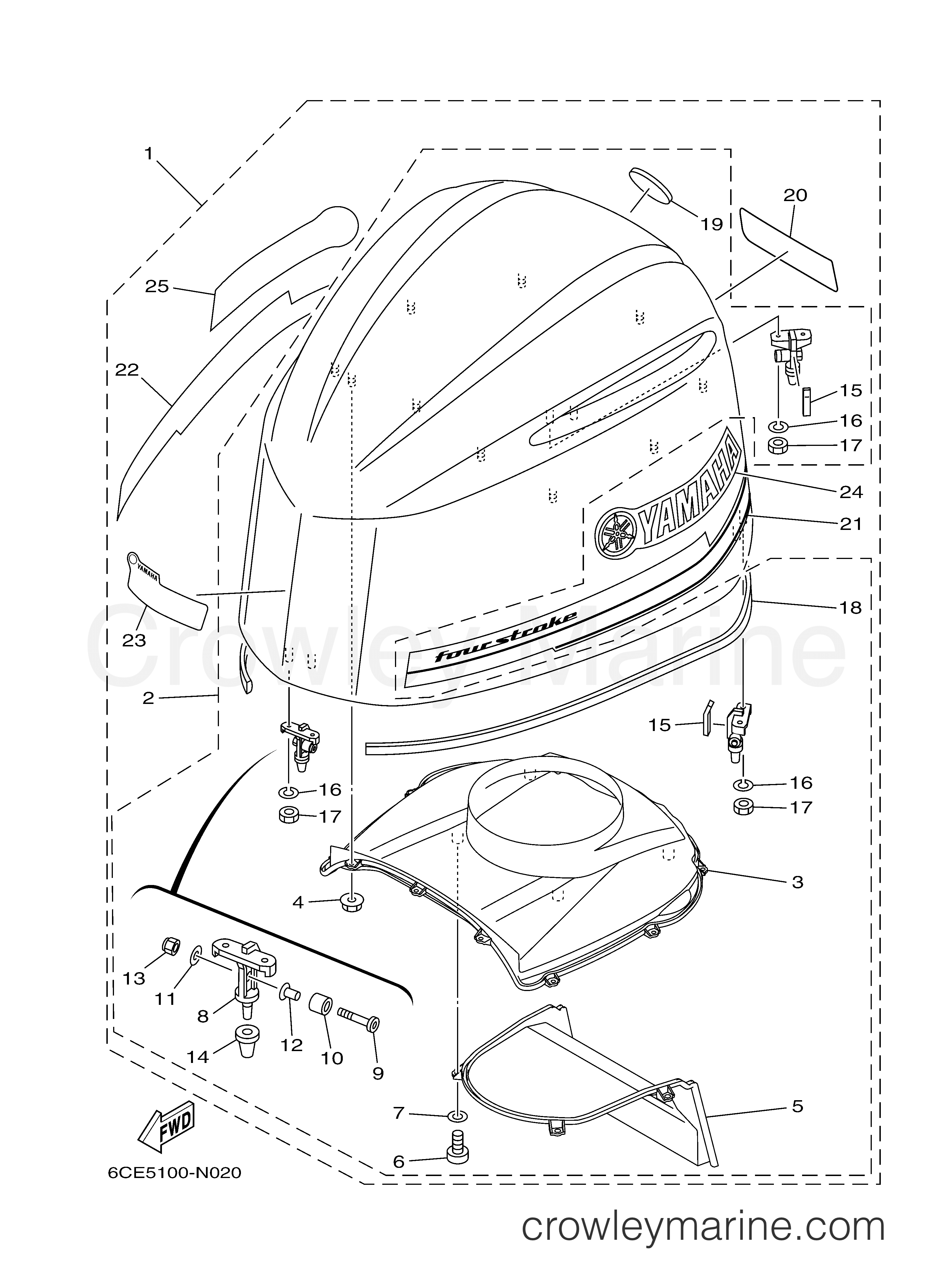 Yamaha Motors F300XCA - TOP COWLING