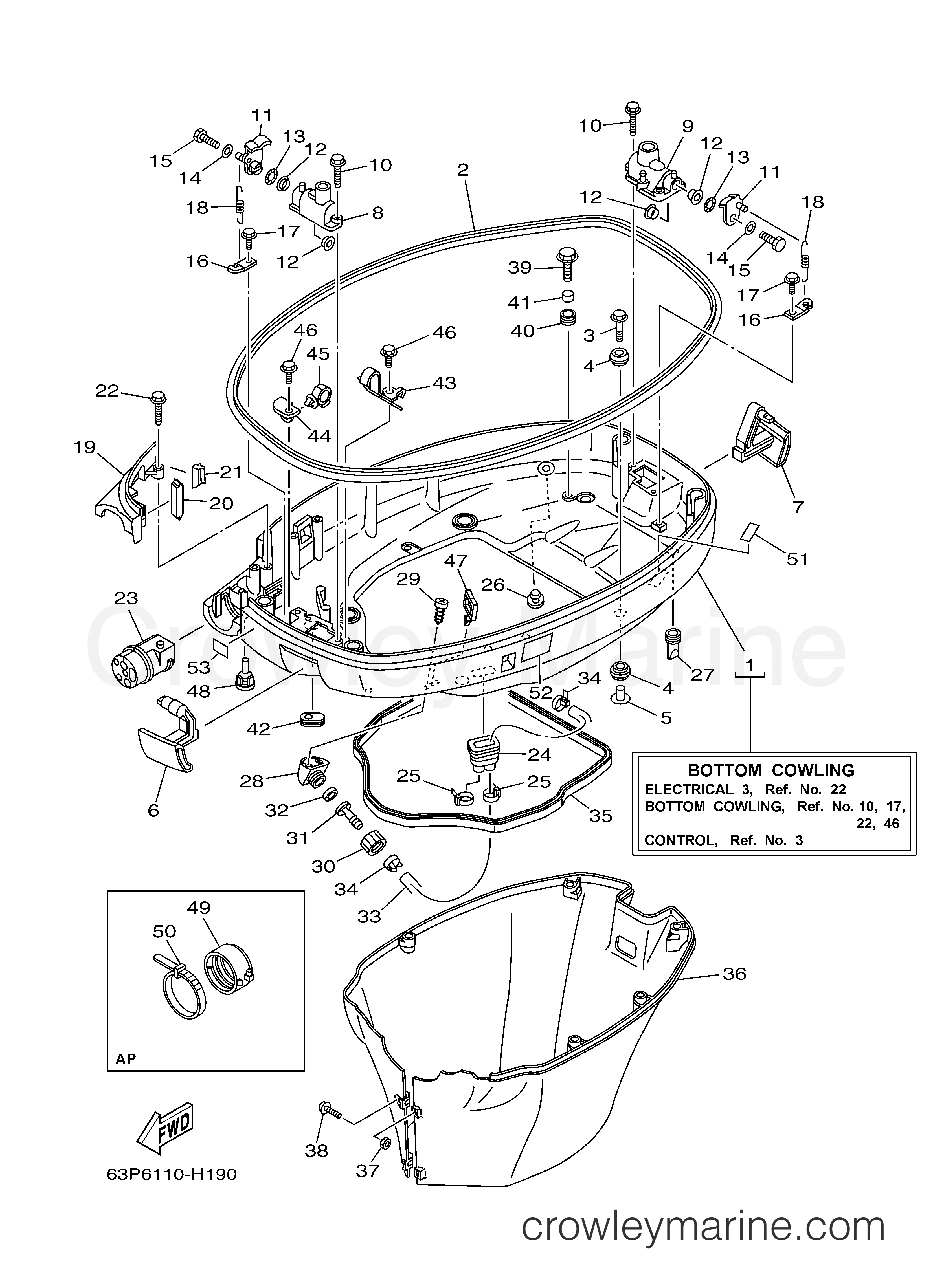 Yamaha Motors F150TLR - BOTTOM COWLING