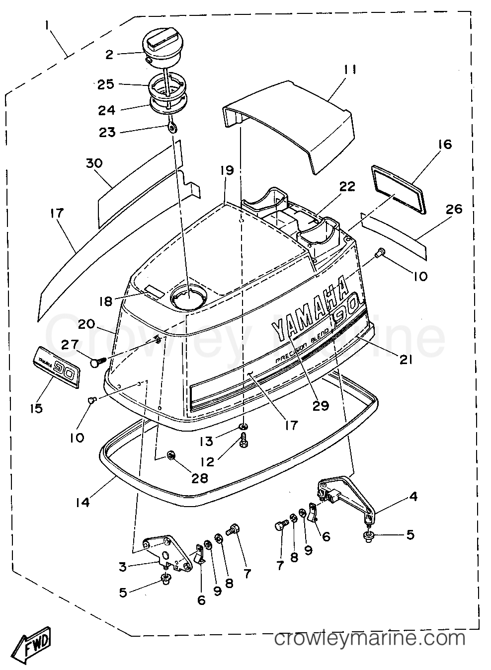 Yamaha Motors 90TJRT - TOP COWLING