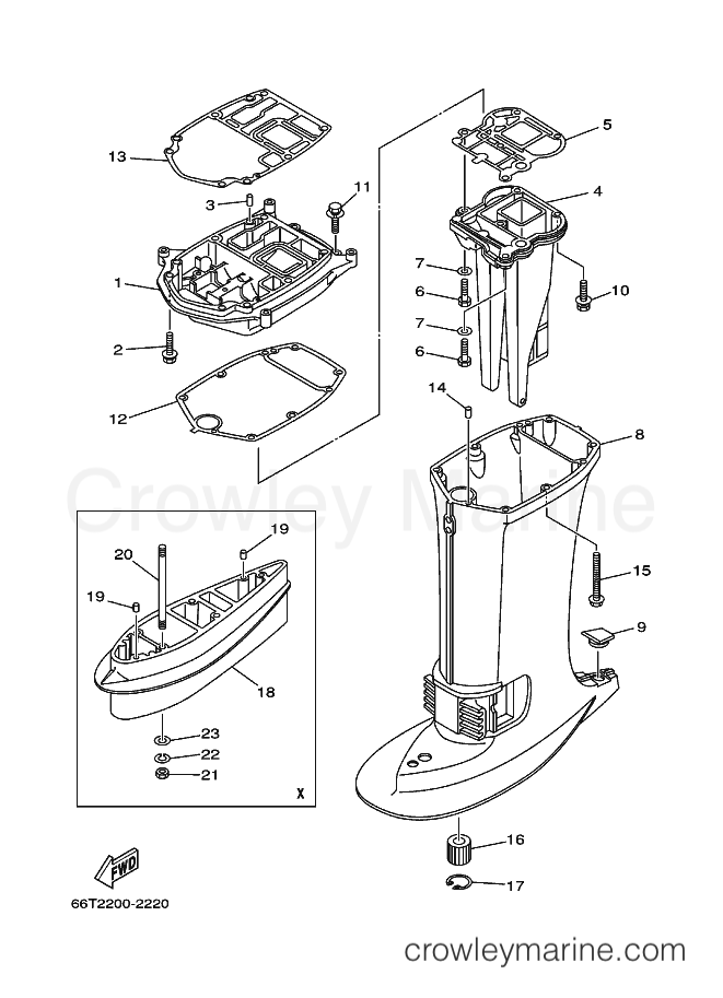 Yamaha Motors (E)40X (66T2) [430] - UPPER CASING