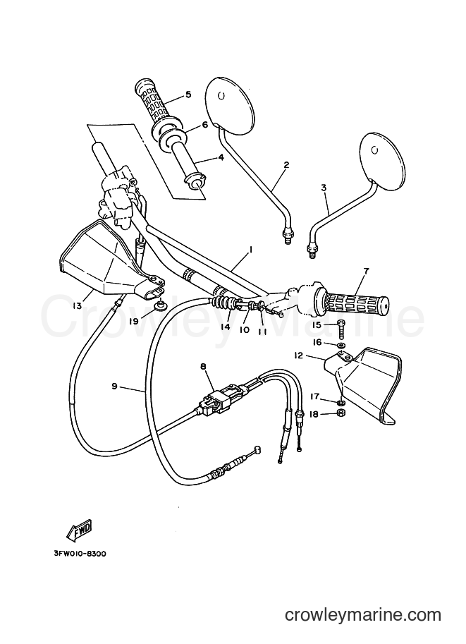 1995 Dirt Bike DT200R - DT200R (3CJ7) [010] - STEERING HANDLE & CABLE