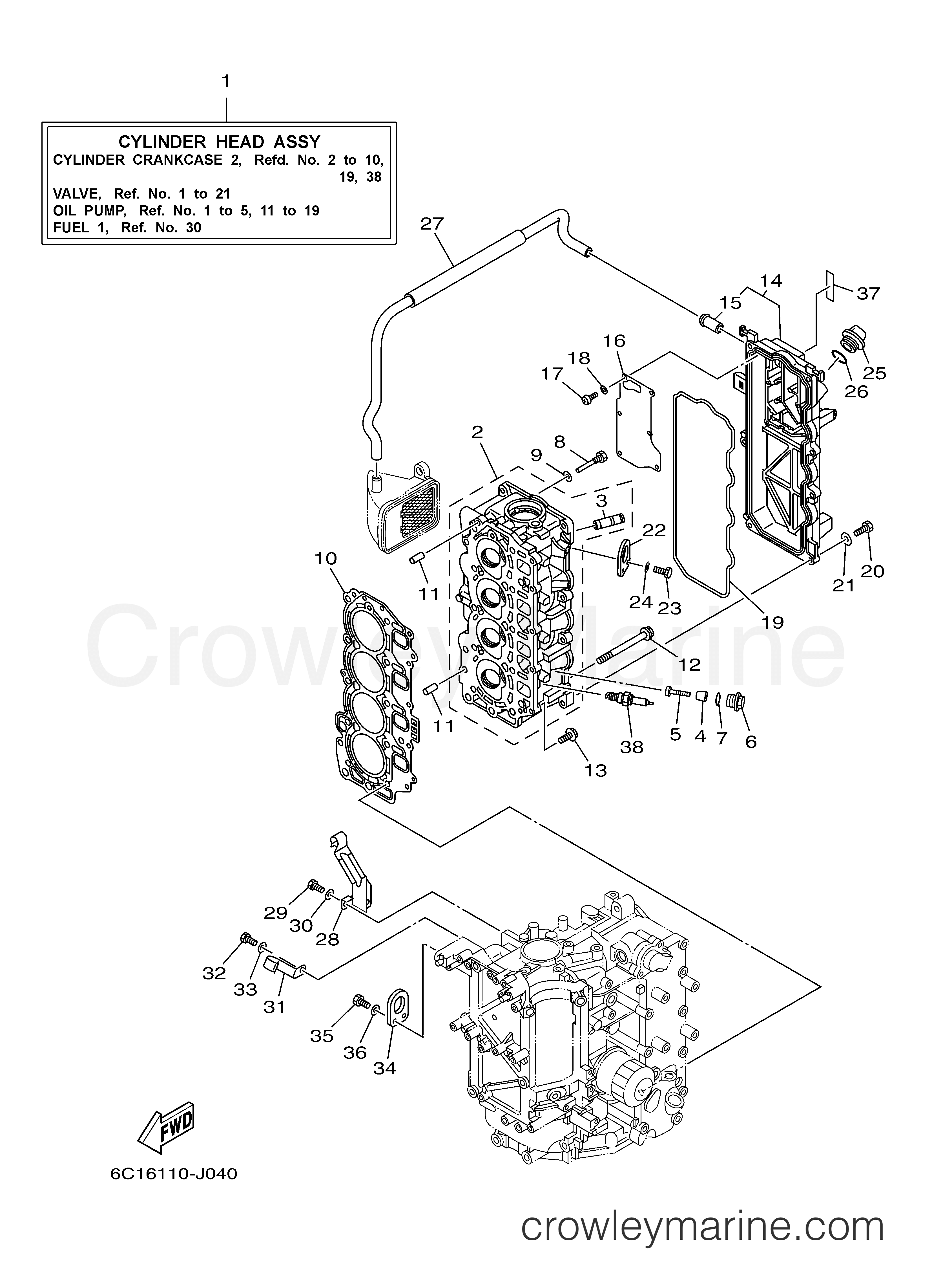 Yamaha Motors F50TLR - CYLINDER CRANKCASE 2