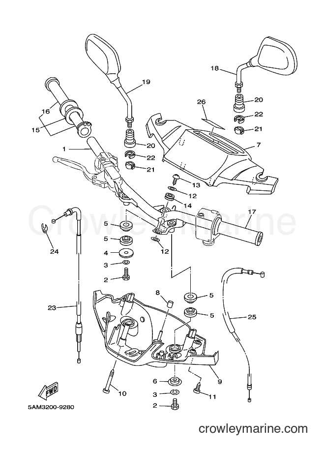 Yamaha Motors T105E (5AM4) [010] - STEERING HANDLE & CABLE