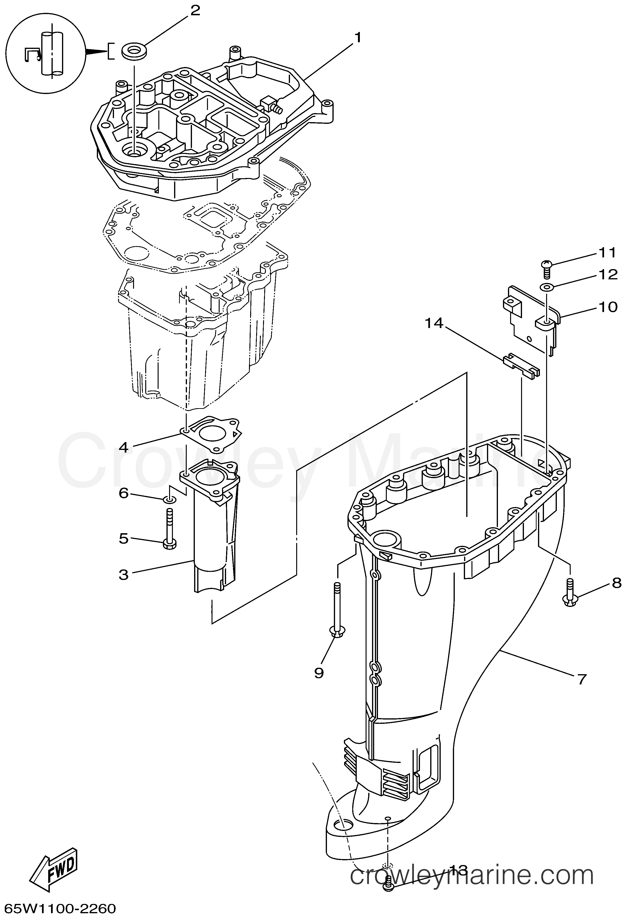 Yamaha Motors F25MLHA - UPPER CASING