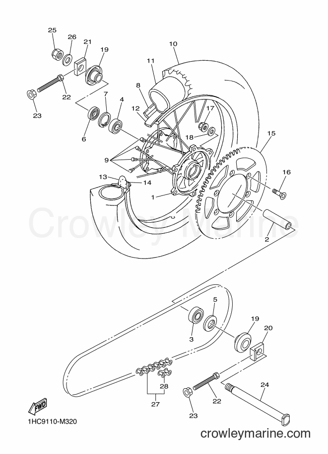 2013 Dirt Bike WR250F - WR250F (1HCA) [010] - REAR WHEEL