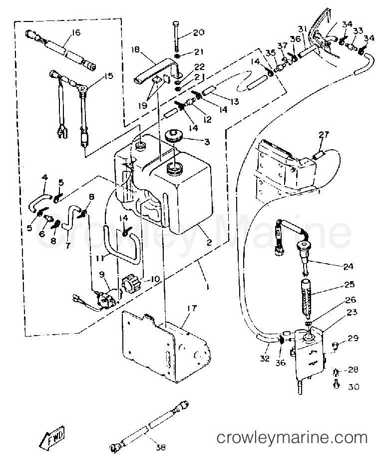 OIL TANK 1993 Yamaha Outboard 200hp 200TXRR Crowley Marine