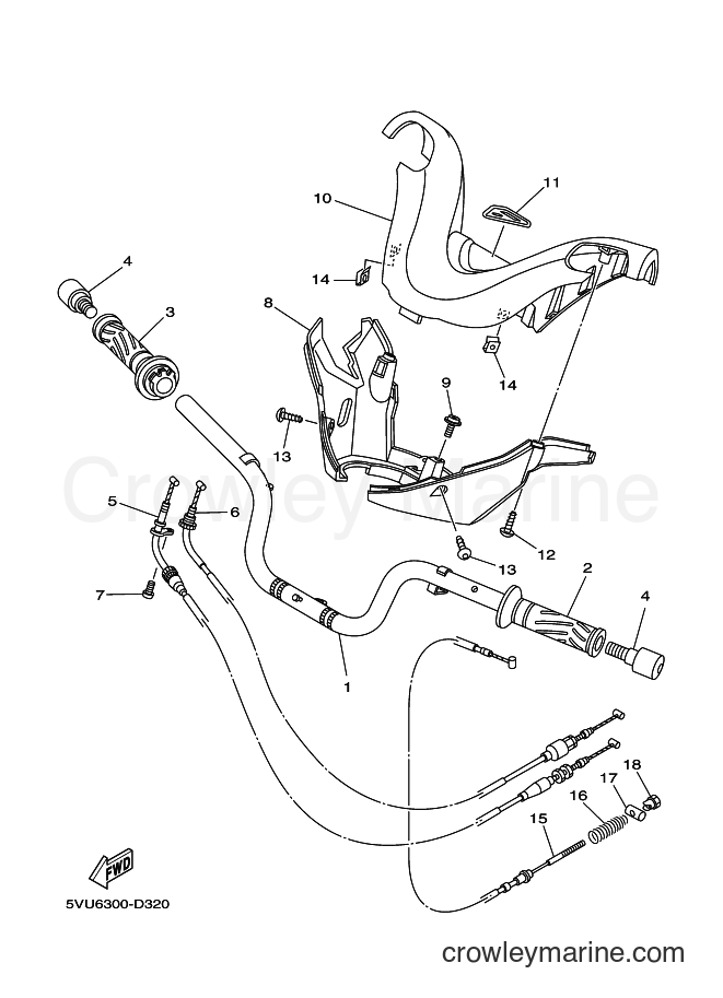 Yamaha Motors XP500 (5VU8) [050] - STEERING HANDLE & CABLE