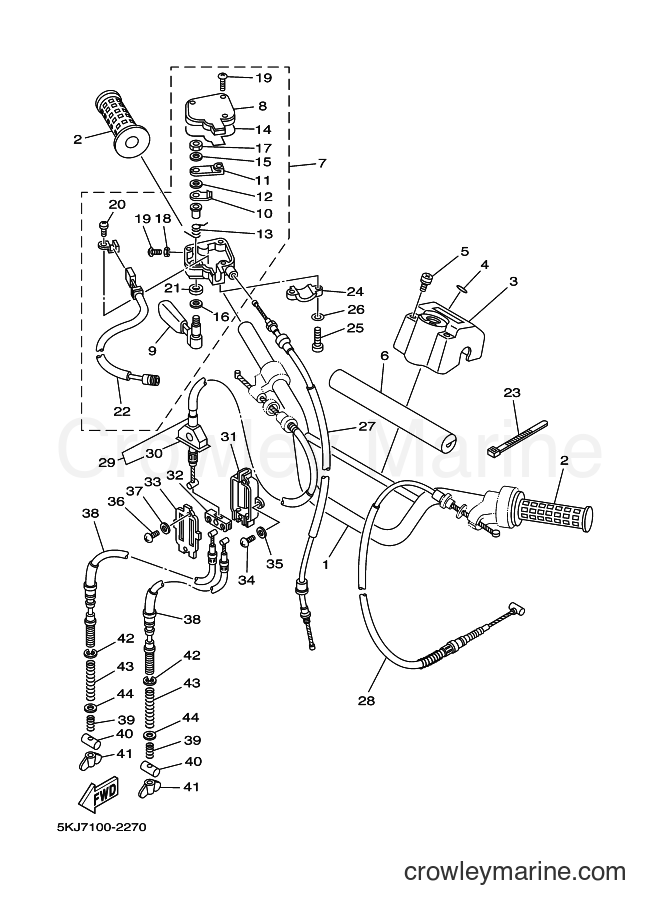 Yamaha Motors YFS200 (5KJ8) [020] - STEERING HANDLE & CABLE