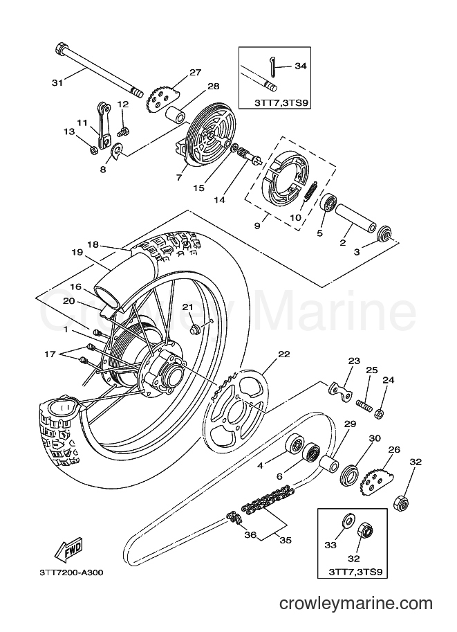 2007 Dirt Bike DT125 - DT125 (3TTE) [010] - REAR WHEEL