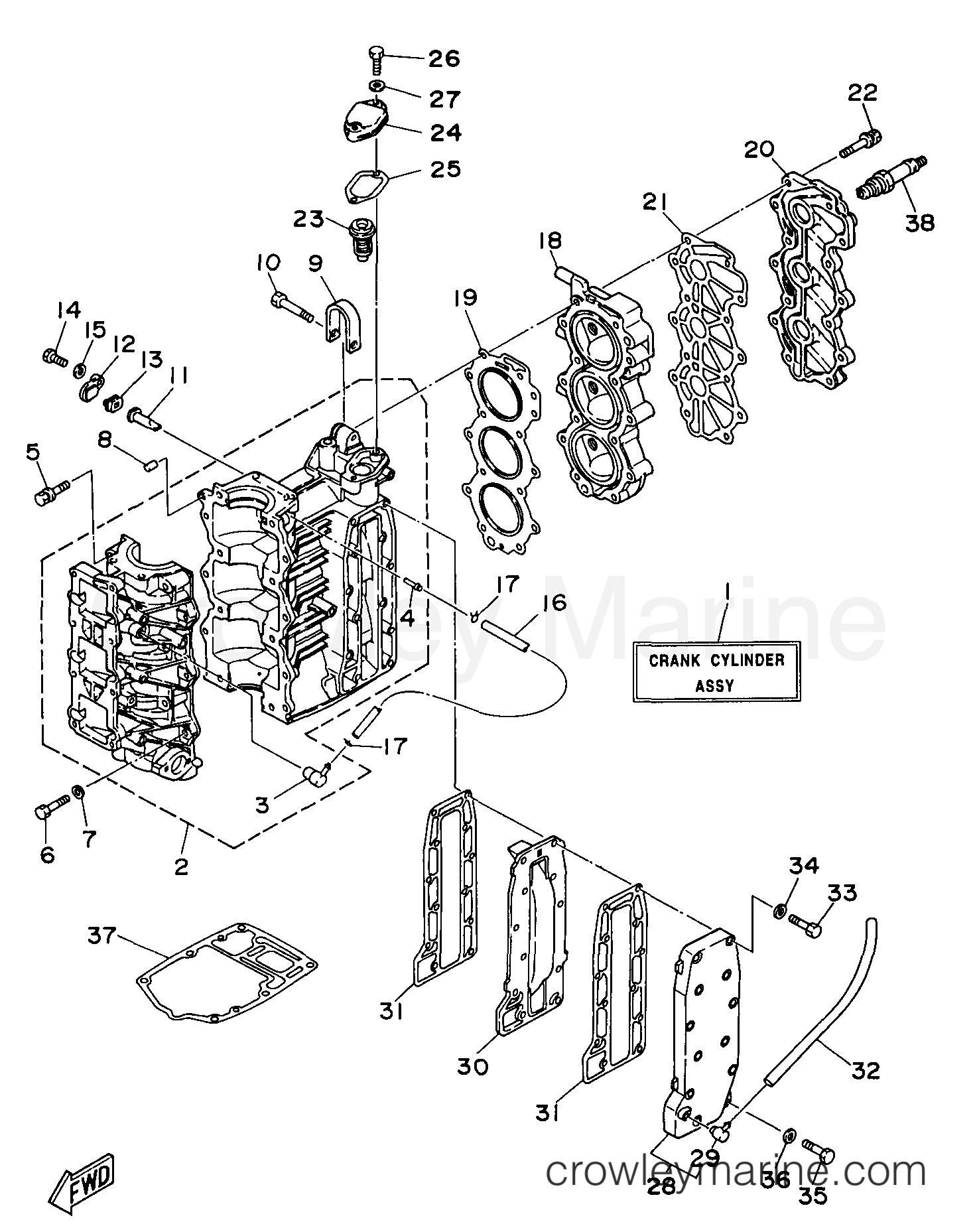 Yamaha Motors 25MLHV3 - CYLINDER CRANKCASE