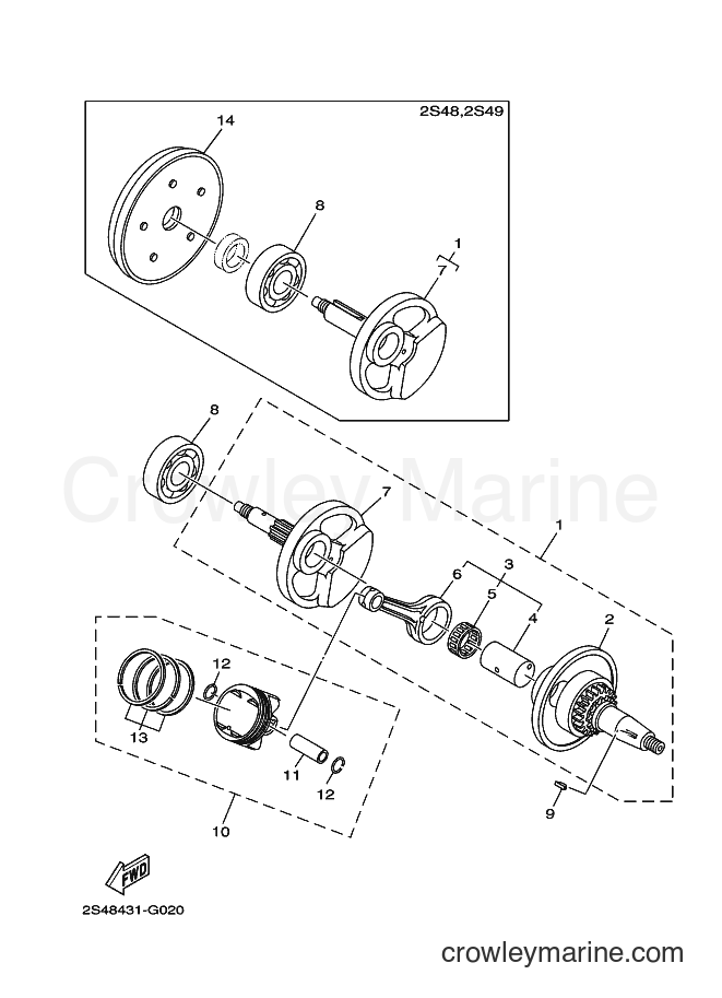 2008 Scooter T135S - T135S (5YP8) [010] - CRANKSHAFT & PISTON