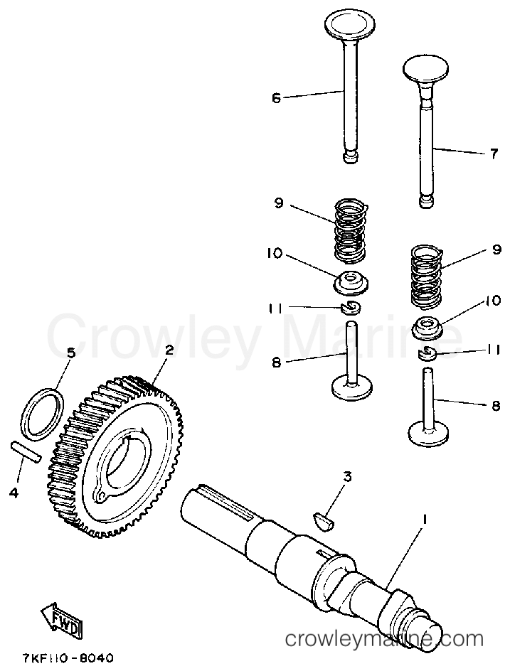 1988 Yamaha Outdoor Equipment 828 - YS828WM - CAMSHAFT - VALVE