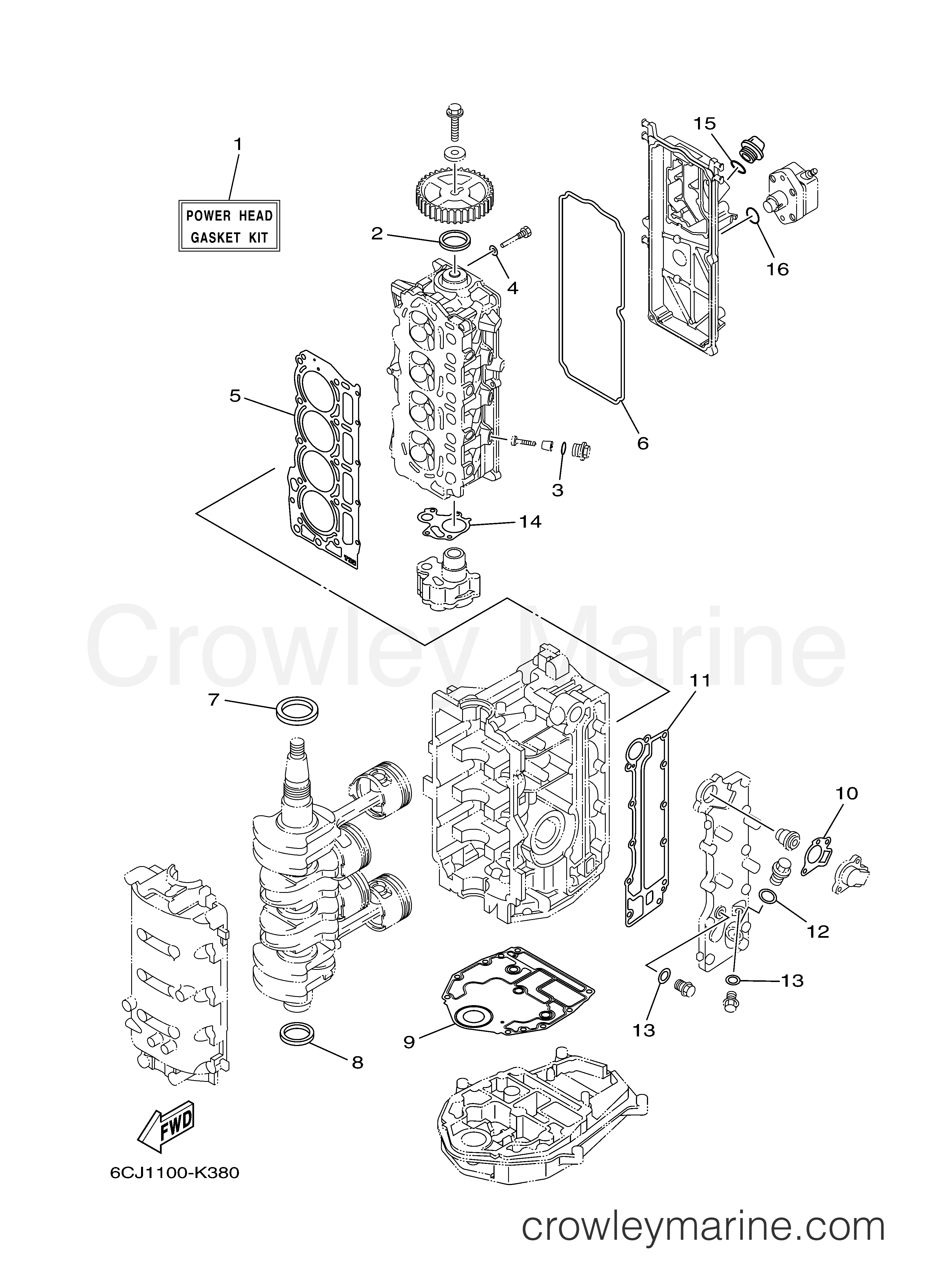 REPAIR KIT 1 2012 Yamaha Outboard 70hp F70LA Crowley Marine
