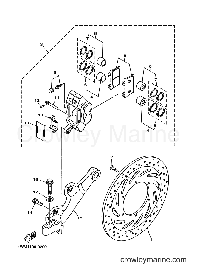 2000 Cruiser XV1600A - XV1600A (5JA5) [010] - REAR BRAKE CALIPER