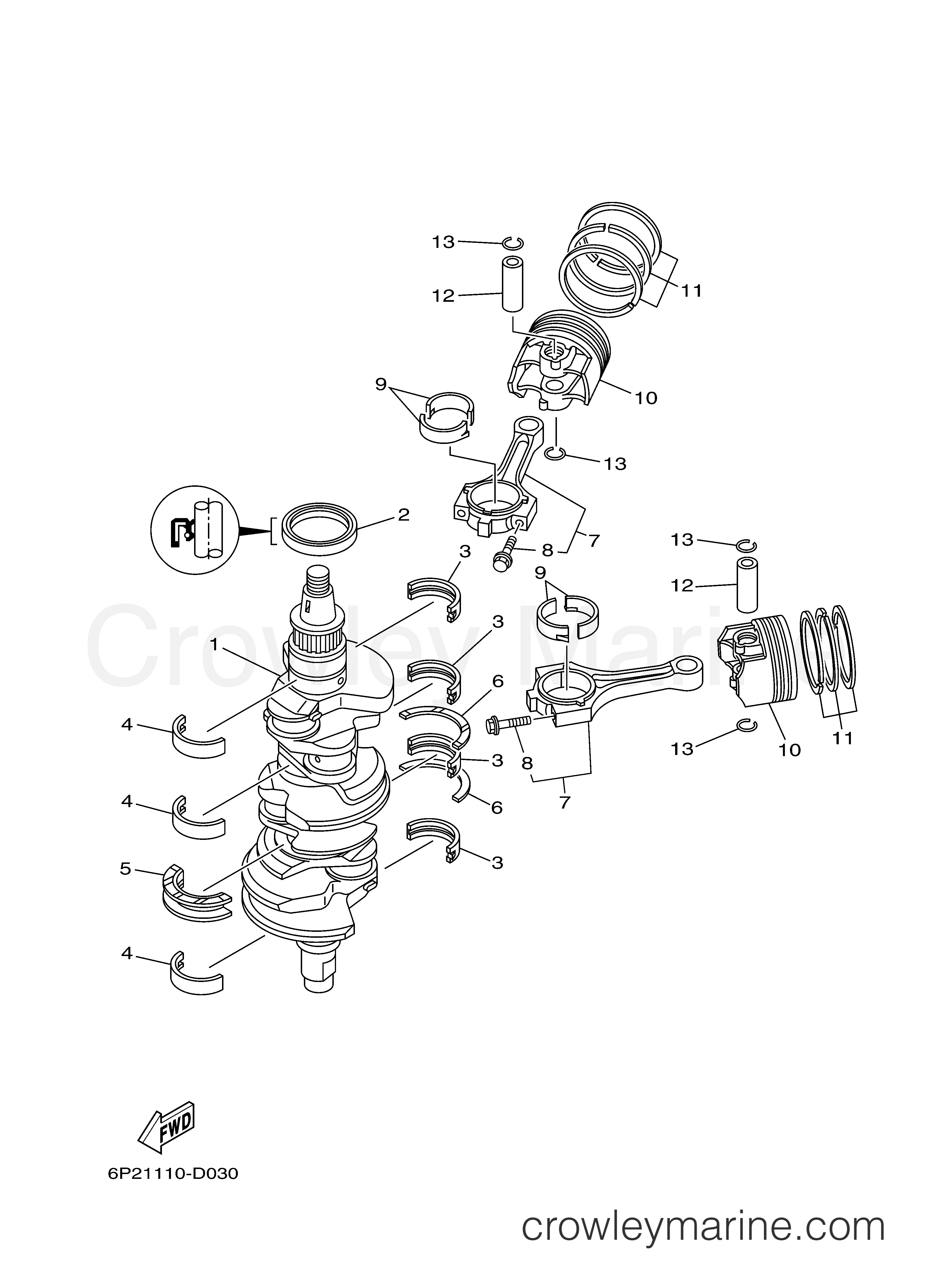 Yamaha Motors F250TXR - CRANKSHAFT PISTON