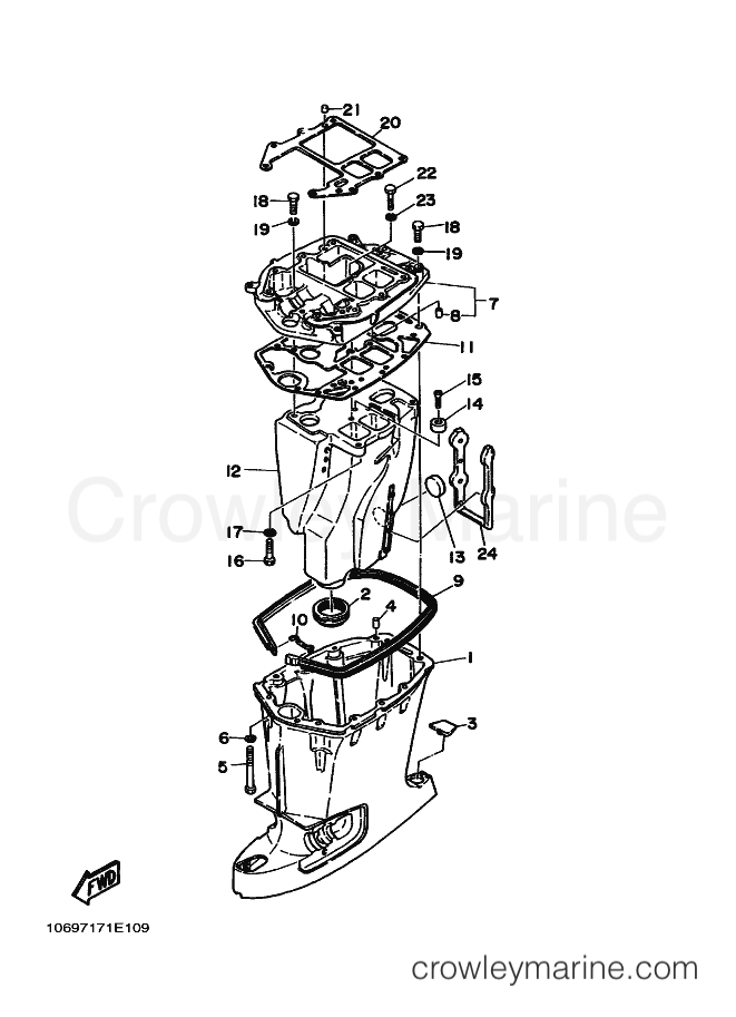 Yamaha Motors 55B (697) [040] - UPPER CASING