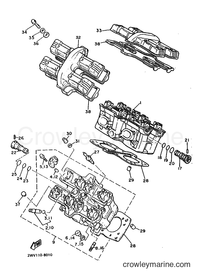 1988 Cruiser XVZ1300 - XVZ1300 (2WU0) [010] - CYLINDER HEAD
