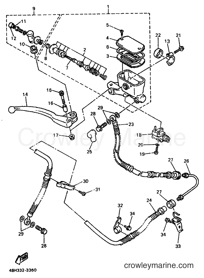 1993 Street Bike GTS1000 - GTS1000 (4BH2) [999] - FRONT MASTER CYLINDER