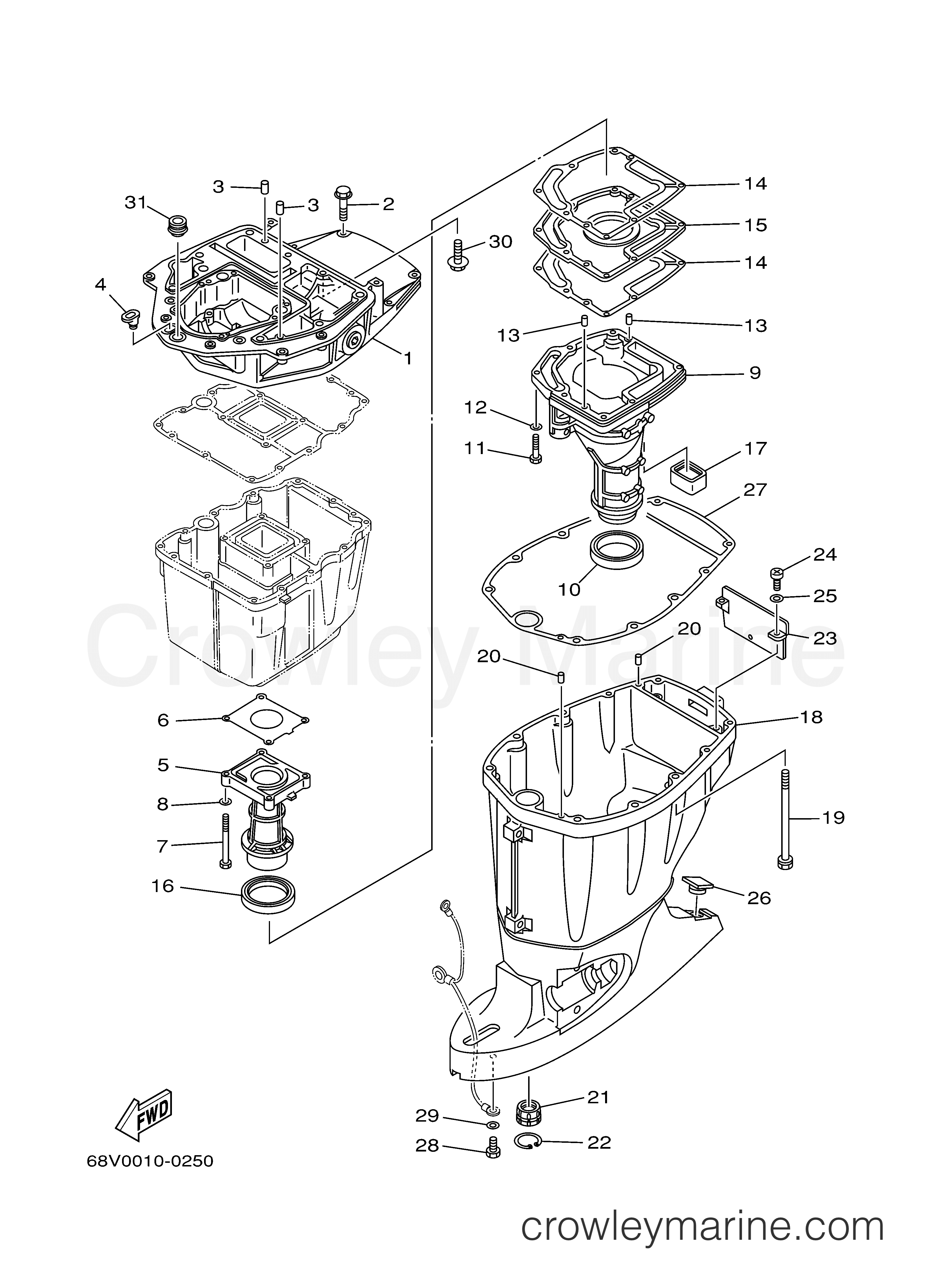 Yamaha Motors F115TLRB - UPPER CASING
