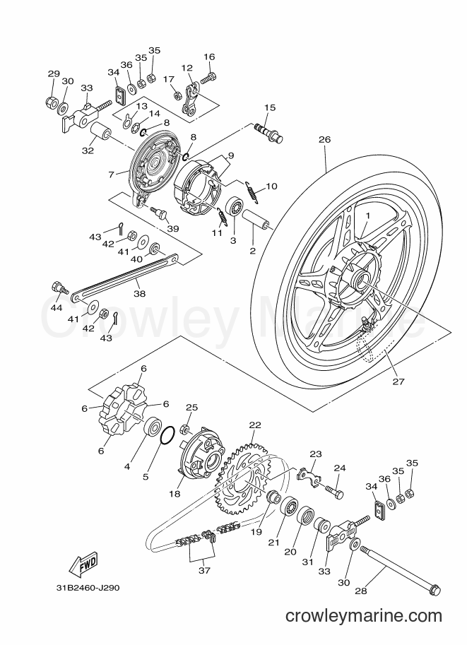 2010 Scooter T115SEC - T115SEC (31B2) [010] - REAR WHEEL FOR CAST WHEEL