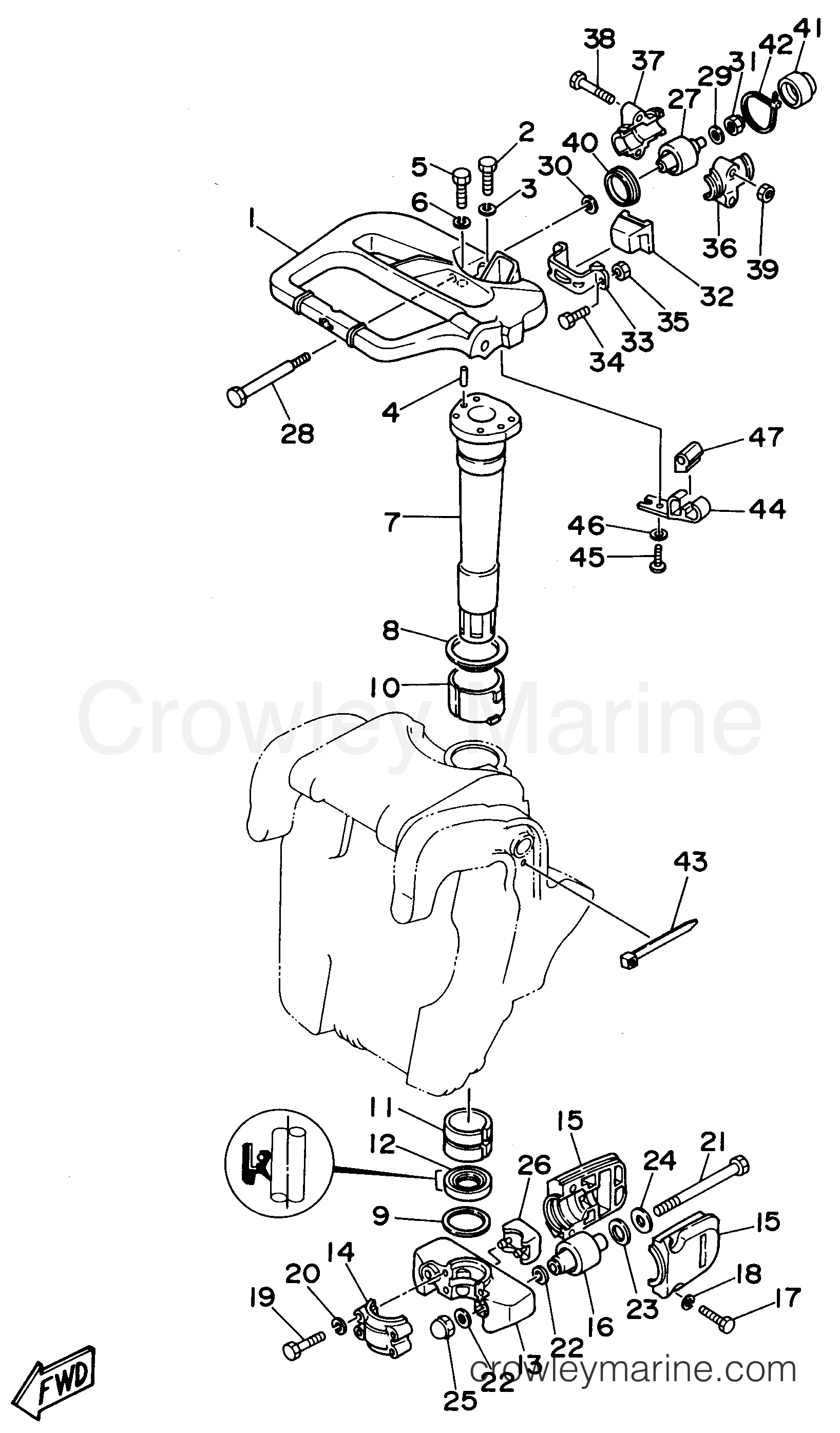 BRACKET 2 (PR) - 1996 Yamaha Outboard 40hp C40PLRU | Crowley Marine