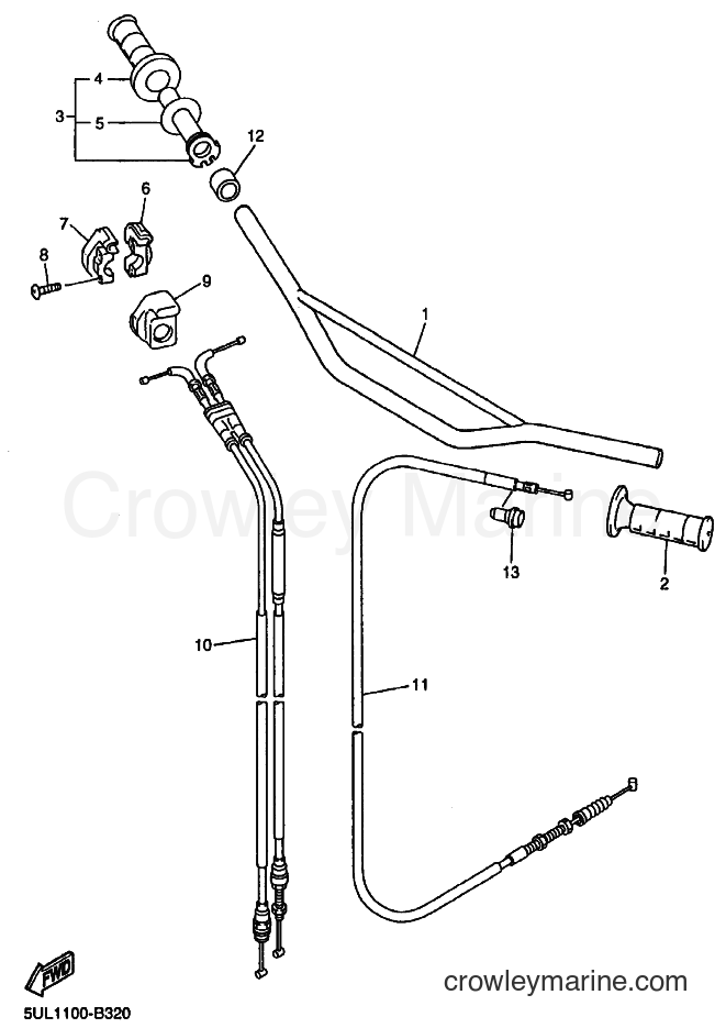 2004 Dirt Bike YZ250F - YZ250F (5XC4) [020] - STEERING HANDLE & CABLE