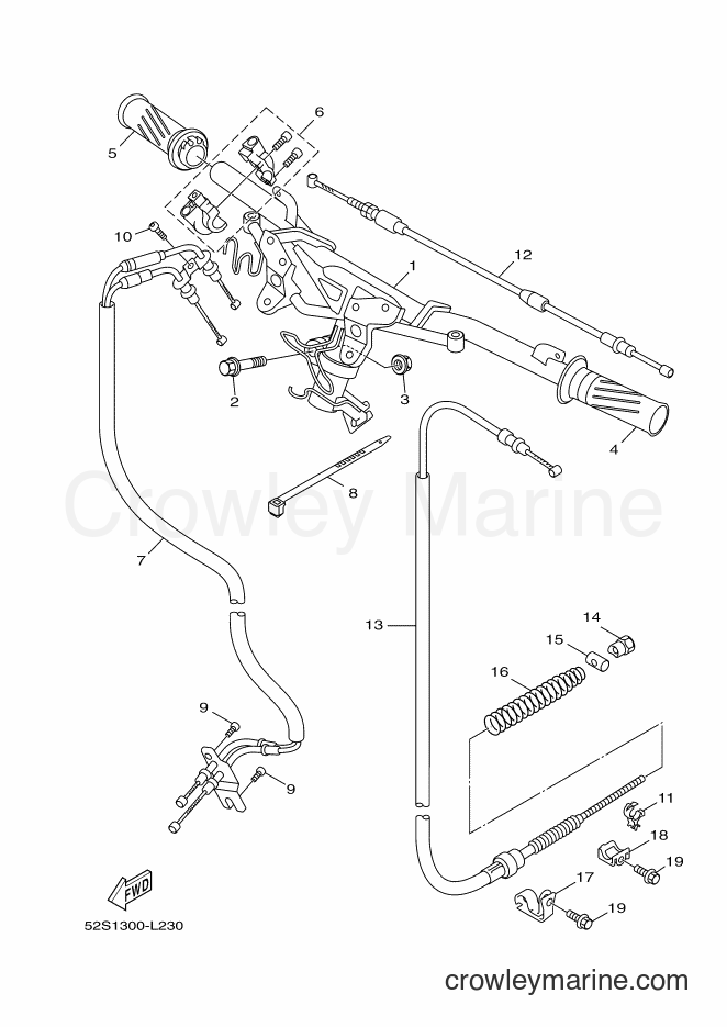 Yamaha Motors HW151 (52S1) [010] - STEERING HANDLE & CABLE