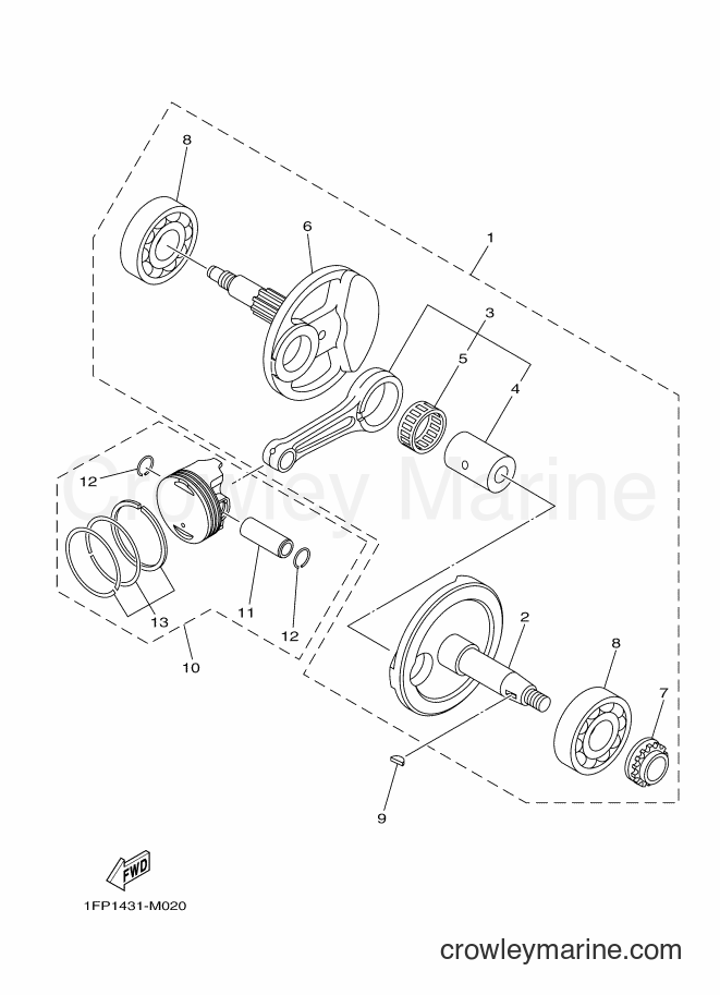 2014 Scooter T115FL - T115FL (1FP6) [010] - CRANKSHAFT & PISTON