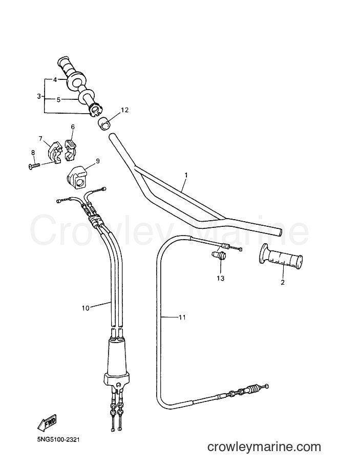2002 Dirt Bike WR400F - WR400F (5GSA) [070] - STEERING HANDLE & CABLE
