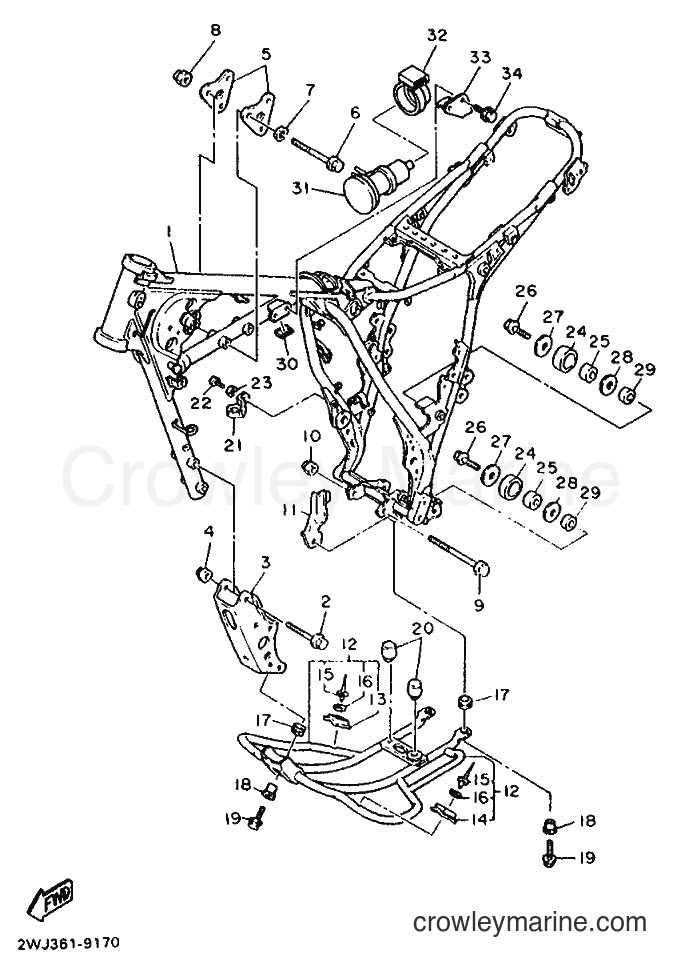 1989 Dirt Bike XT600 - XT600 (2WJ2) [999] - FRAME