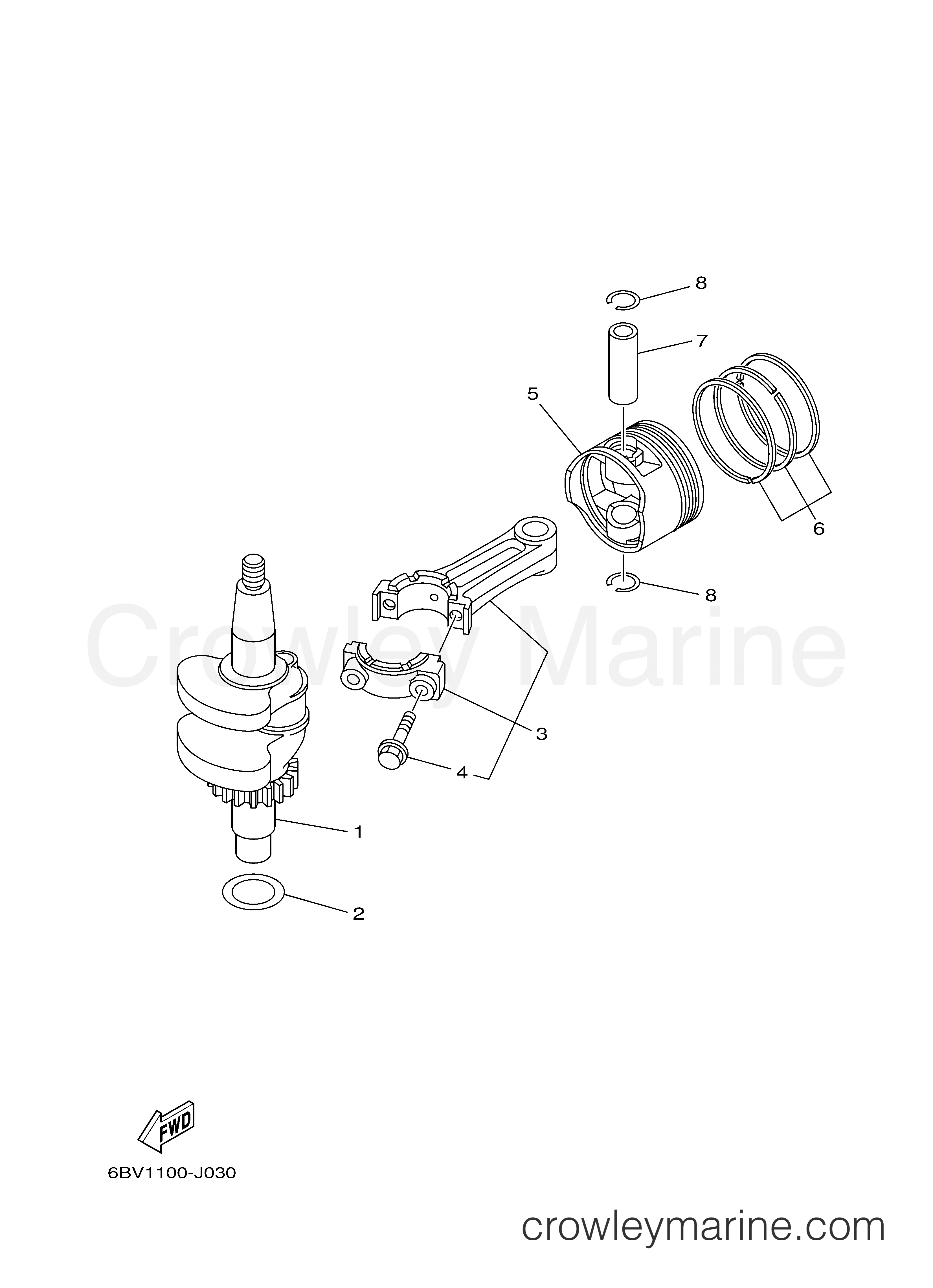 Yamaha Motors F4SMHA - CRANKSHAFT PISTON