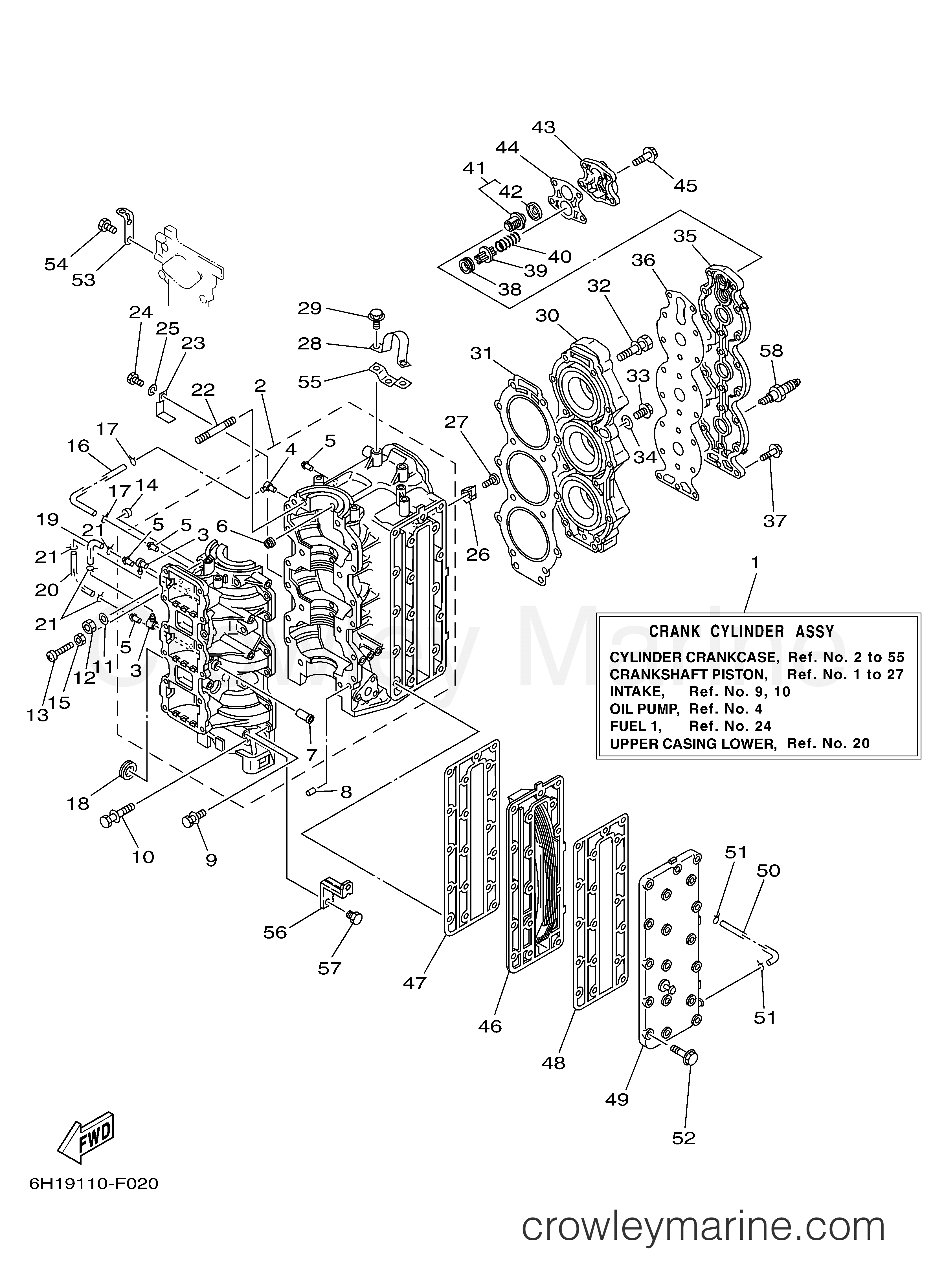 Yamaha Motors 90TLR - CYLINDER CRANKCASE