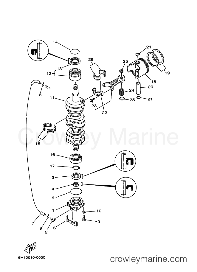 Yamaha Motors 85AEDX (6889) [130] - CRANKSHAFT & PISTON