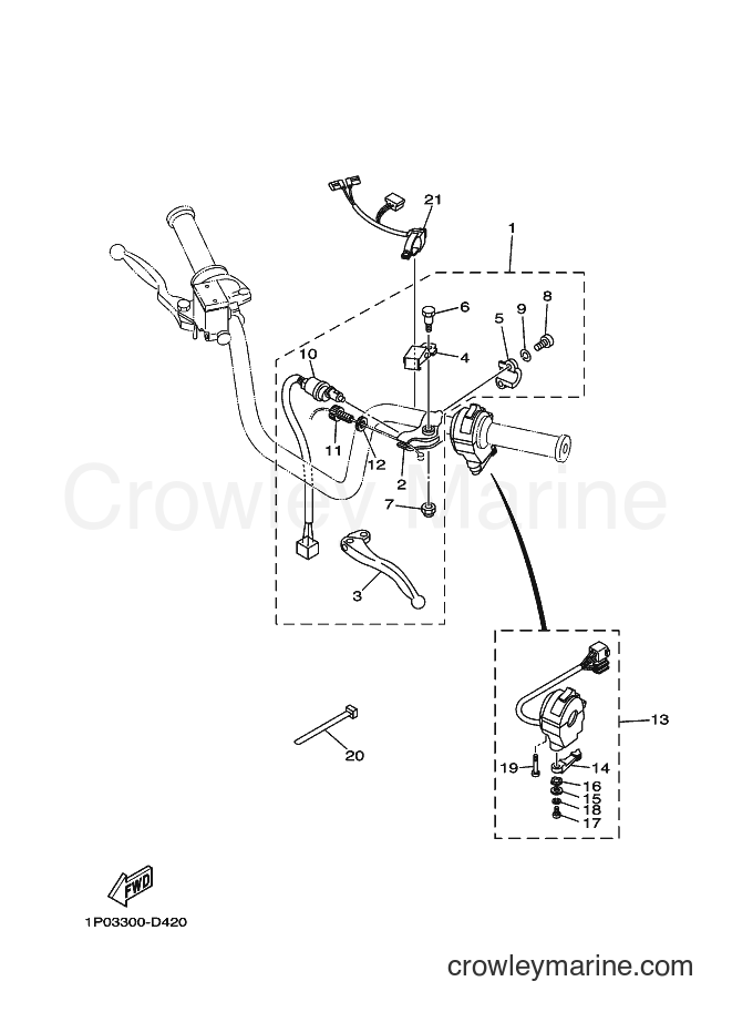 2007 ATV YFM250 - YFM250 (1P0B) [010] - HANDLE SWITCH & LEVER