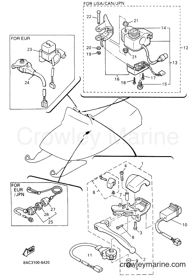 Yamaha Motors VK540E-2 (8AC3) [020] - HANDLE SWITCH & LEVER