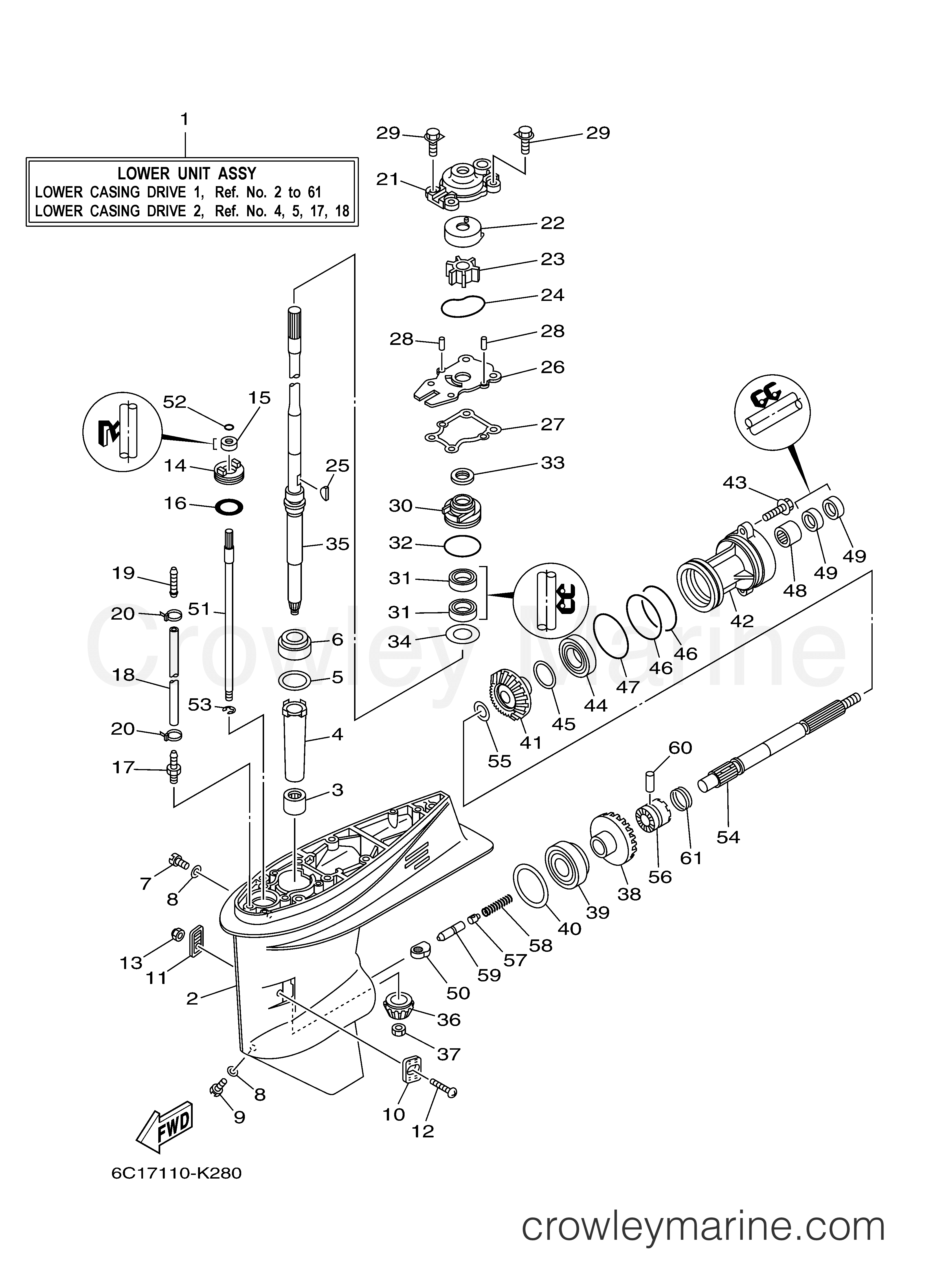 Yamaha Motors F50TLR - LOWER CASING DRIVE 1